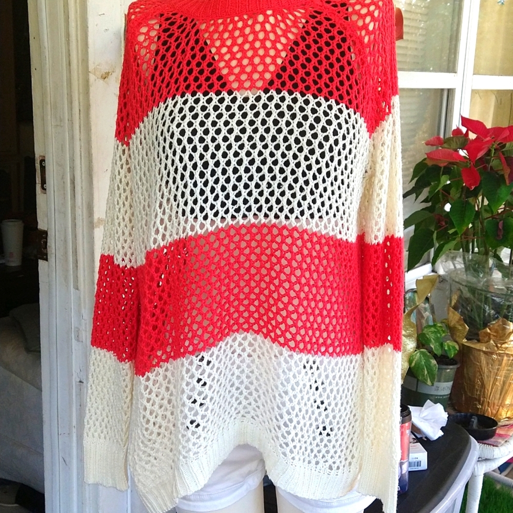 Open back sweater crochet see thru oversized Halloween colors